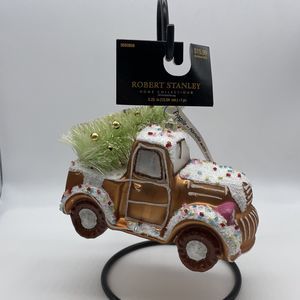 Robert Stanley Glass Ornament Gingerbread Pickup Truck Frosted Sprinkles